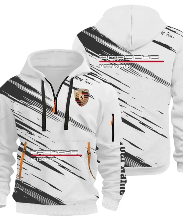 Turbo Sports Car Hoodie Half Zip 3D, Adventure-Ready Streetwear CAR514 - White