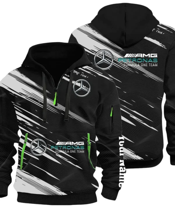 Racing Spirit Hoodie Half Zip 3D, Rugged Casual Hoodie CAR514 - Black