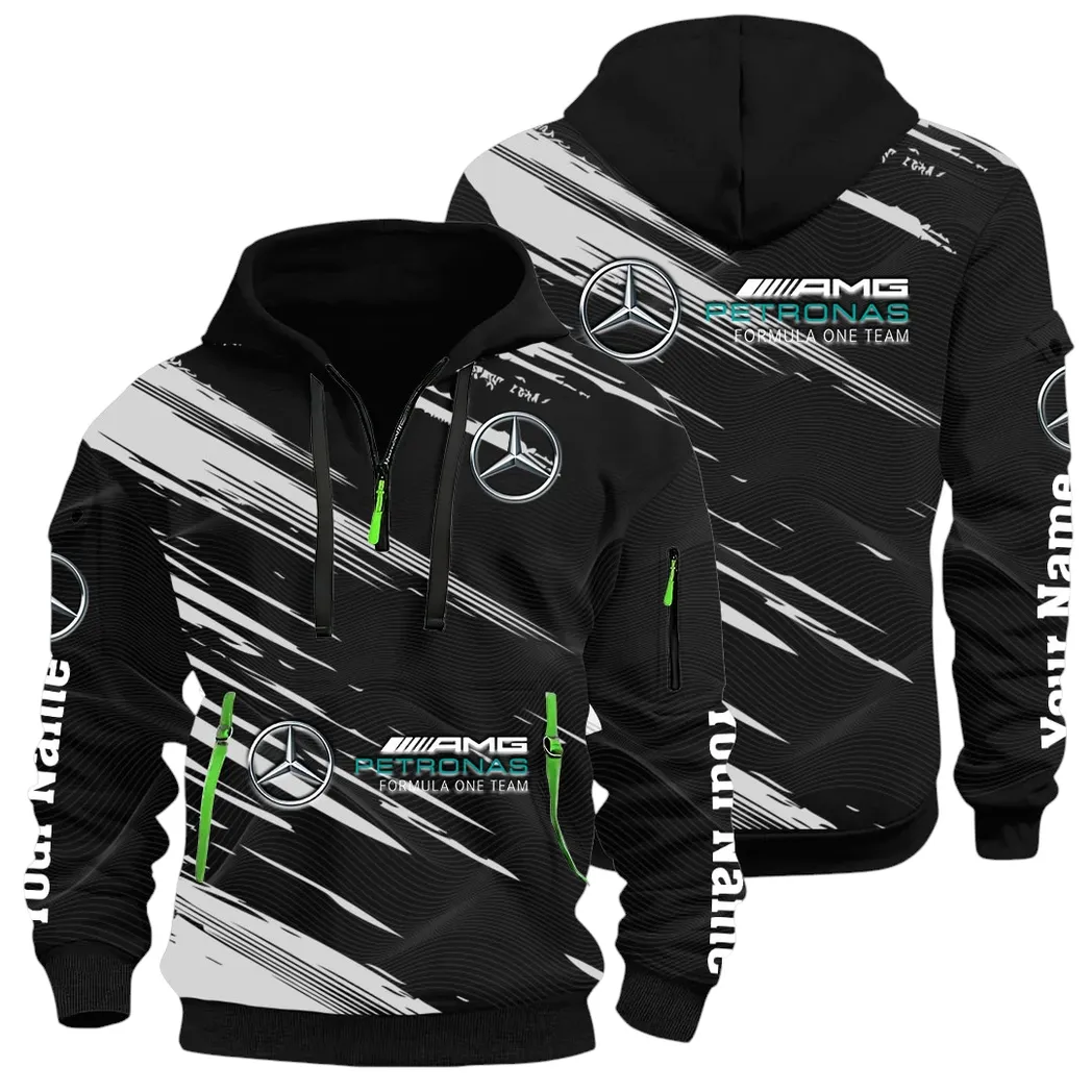 Racing Spirit Hoodie Half Zip 3D, Rugged Casual Hoodie CAR514 - Black