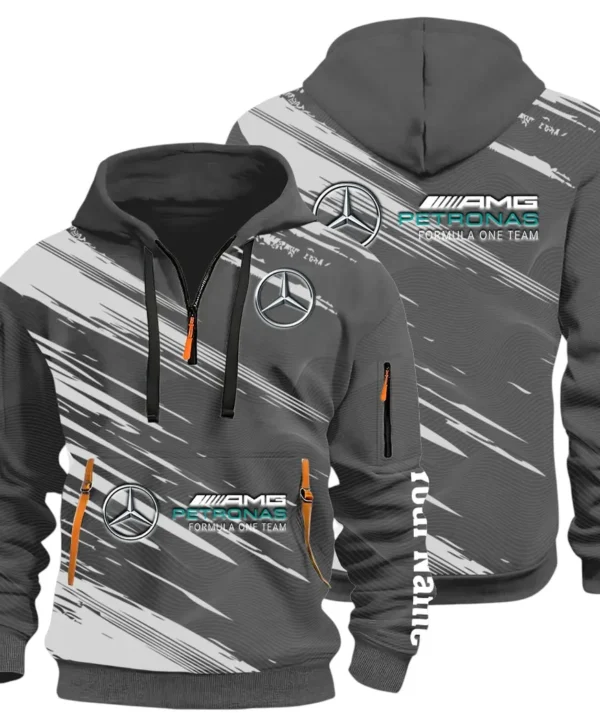 Racing Spirit Hoodie Half Zip 3D, Rugged Casual Hoodie CAR514 - Dark Gray