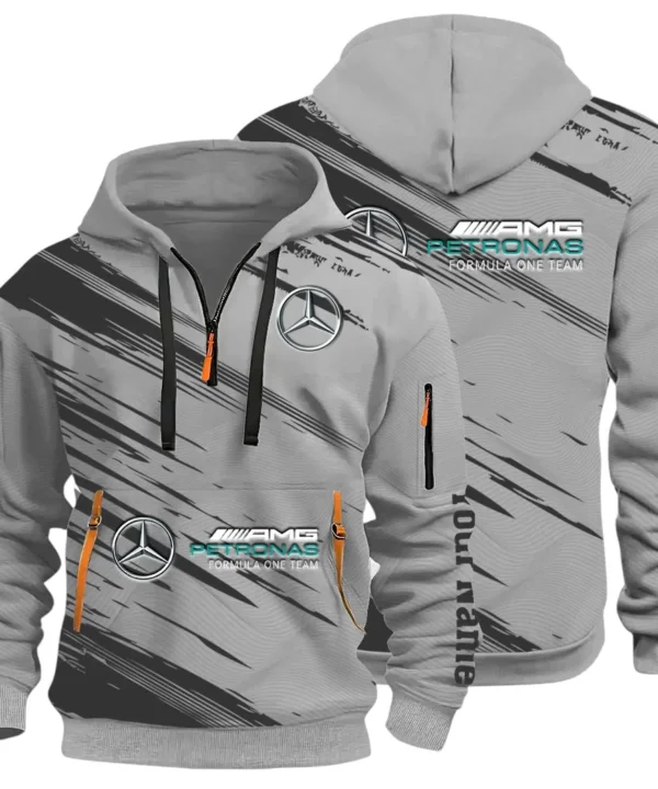 Racing Spirit Hoodie Half Zip 3D, Rugged Casual Hoodie CAR514 - Gray