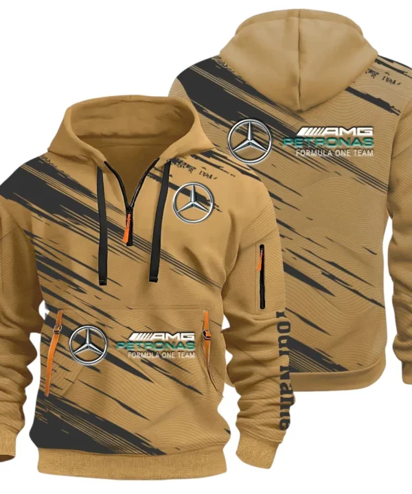 Racing Spirit Hoodie Half Zip 3D, Rugged Casual Hoodie CAR514 - Khaki