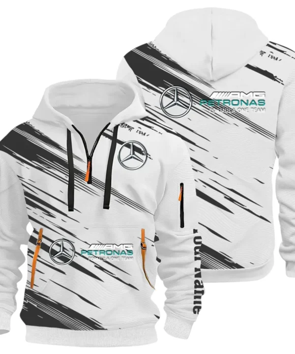 Racing Spirit Hoodie Half Zip 3D, Rugged Casual Hoodie CAR514 - White