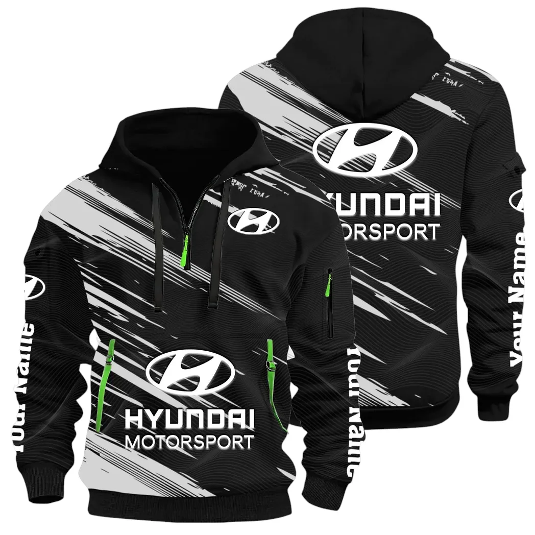Sedan Hoodie Half Zip 3D, Streetwear Casual Look Outfit CAR514 - Black