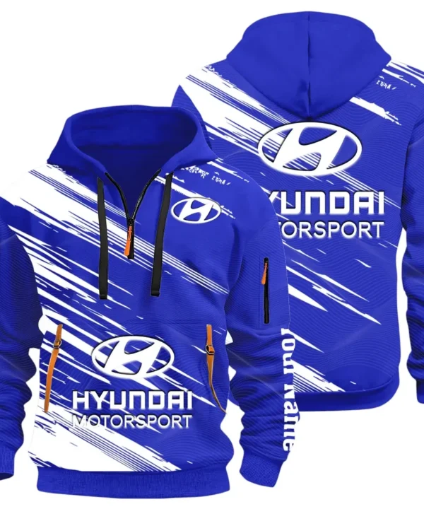 Sedan Hoodie Half Zip 3D, Streetwear Casual Look Outfit CAR514 - Blue