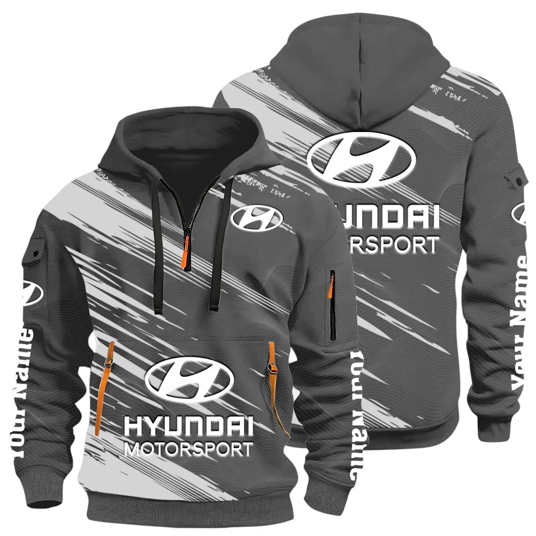 Sedan Hoodie Half Zip 3D, Streetwear Casual Look Outfit CAR514 - Dark Gray