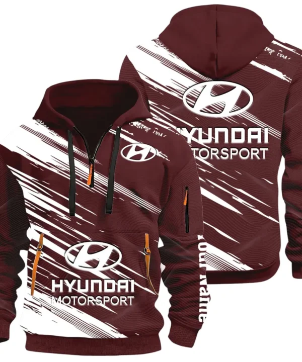 Sedan Hoodie Half Zip 3D, Streetwear Casual Look Outfit CAR514 - Dark Red