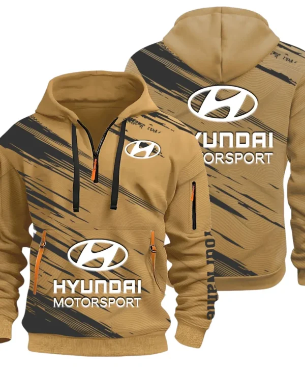 Sedan Hoodie Half Zip 3D, Streetwear Casual Look Outfit CAR514 - Khaki