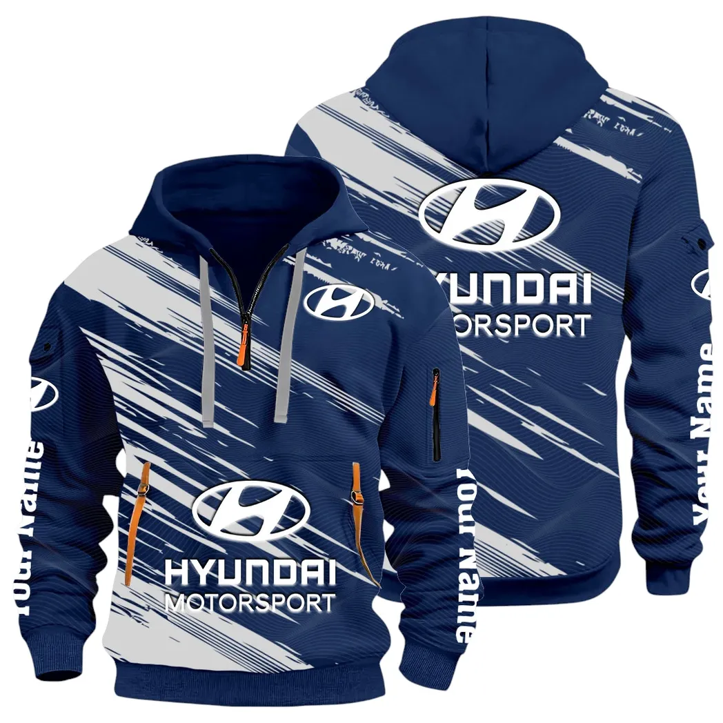 Sedan Hoodie Half Zip 3D, Streetwear Casual Look Outfit CAR514 - Navy