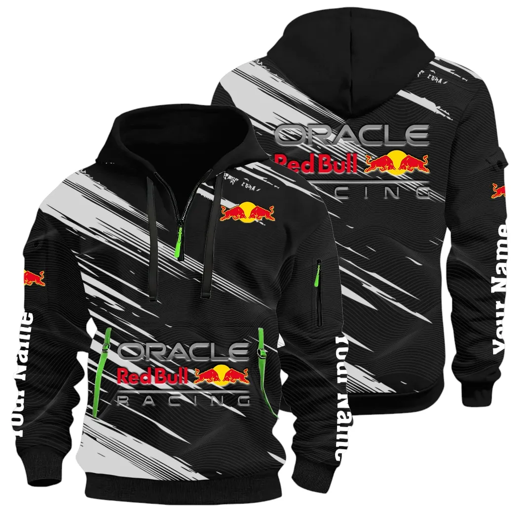 Racing Auto Hoodie Half Zip 3D, Sporty & Casual Everyday Wear Hoodie CAR514 - Black
