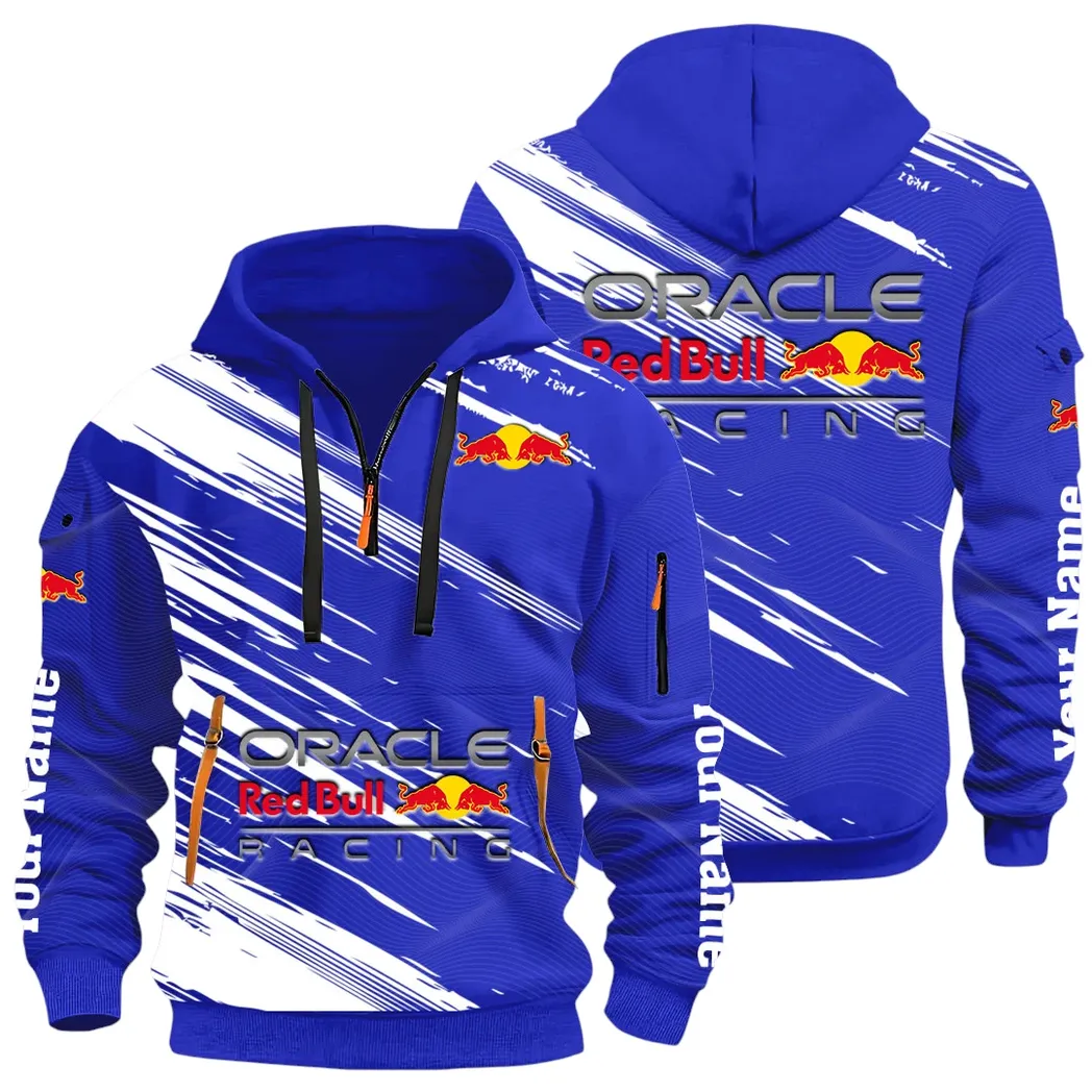 Racing Auto Hoodie Half Zip 3D, Sporty & Casual Everyday Wear Hoodie CAR514 - Blue