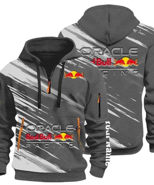 Racing Auto Hoodie Half Zip 3D, Sporty & Casual Everyday Wear Hoodie CAR514 - Dark Gray