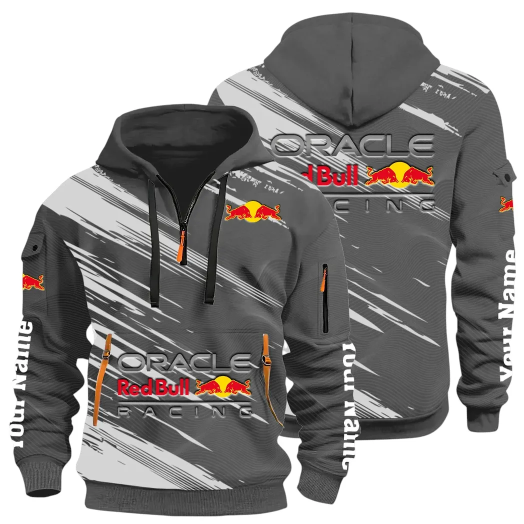 Racing Auto Hoodie Half Zip 3D, Sporty & Casual Everyday Wear Hoodie CAR514 - Dark Gray