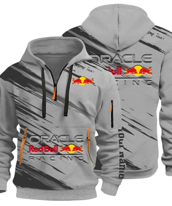 Racing Auto Hoodie Half Zip 3D, Sporty & Casual Everyday Wear Hoodie CAR514 - Gray
