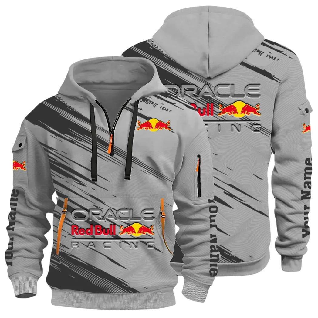 Racing Auto Hoodie Half Zip 3D, Sporty & Casual Everyday Wear Hoodie CAR514 - Gray