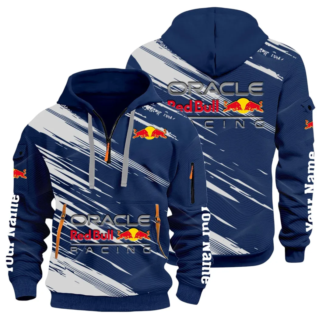 Racing Auto Hoodie Half Zip 3D, Sporty & Casual Everyday Wear Hoodie CAR514 - Navy