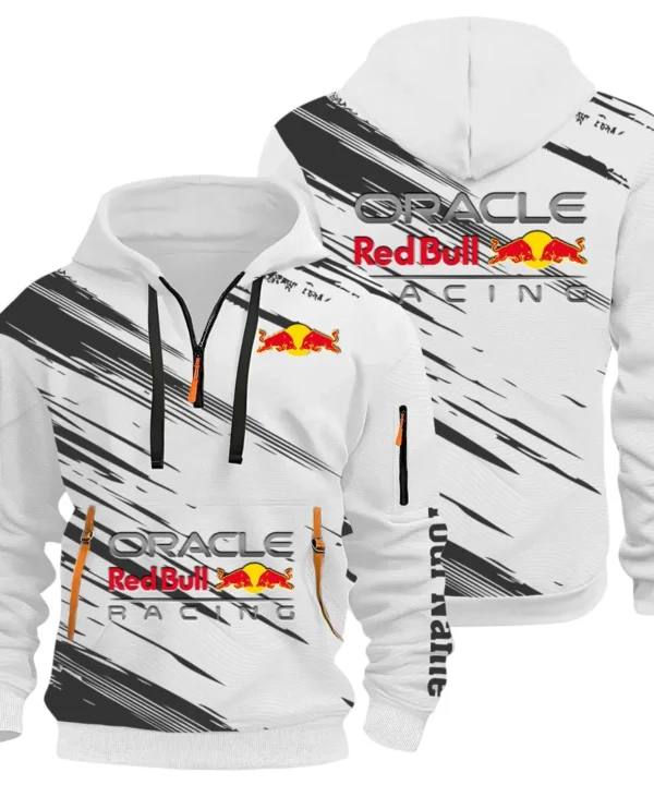Racing Auto Hoodie Half Zip 3D, Sporty & Casual Everyday Wear Hoodie CAR514 - White