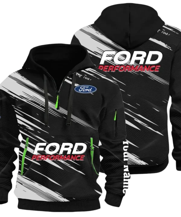 Road Life Hoodie Half Zip 3D, Casual Street-Ready Hoodie CAR514 - Black