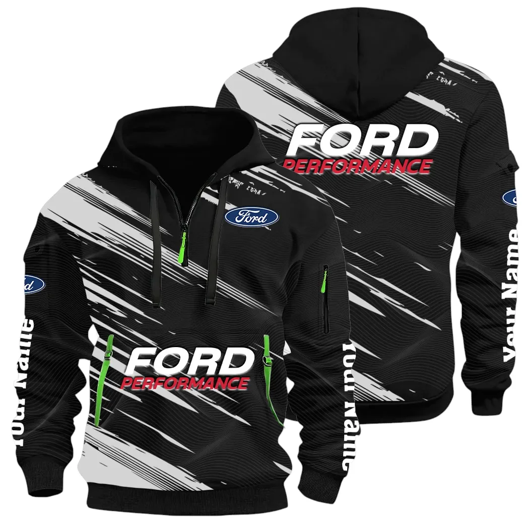Road Life Hoodie Half Zip 3D, Casual Street-Ready Hoodie CAR514 - Black