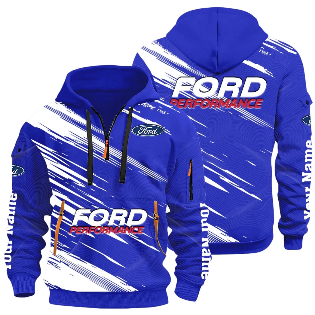 Road Life Hoodie Half Zip 3D, Casual Street-Ready Hoodie CAR514 - Blue