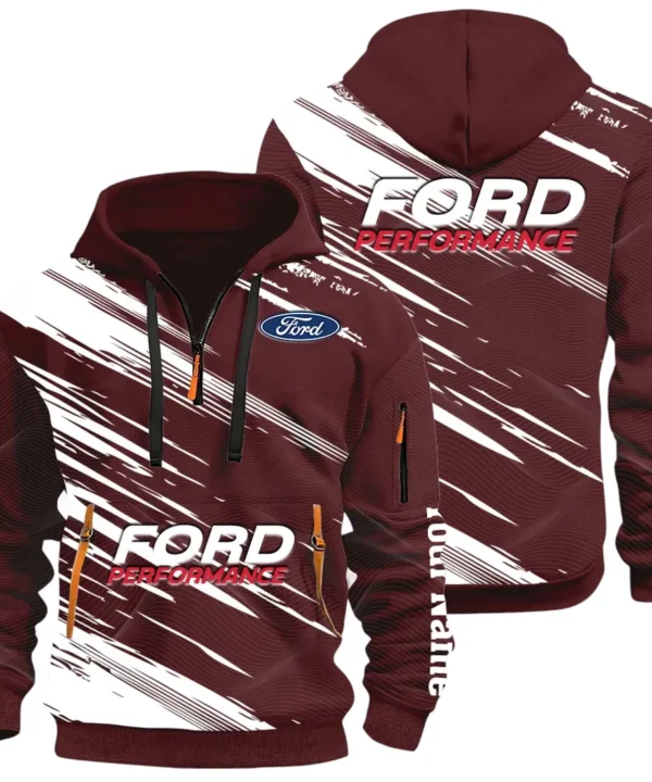 Road Life Hoodie Half Zip 3D, Casual Street-Ready Hoodie CAR514 - Dark Red