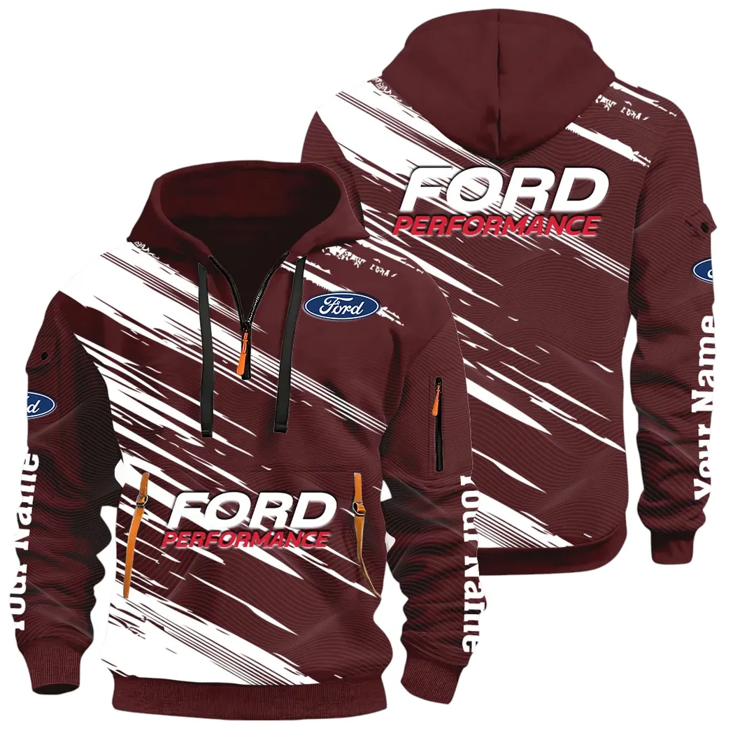 Road Life Hoodie Half Zip 3D, Casual Street-Ready Hoodie CAR514 - Dark Red