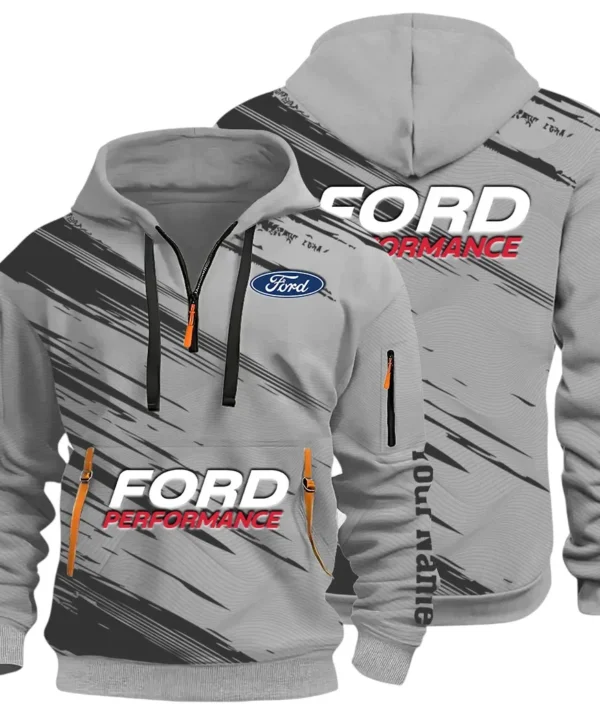 Road Life Hoodie Half Zip 3D, Casual Street-Ready Hoodie CAR514 - Gray