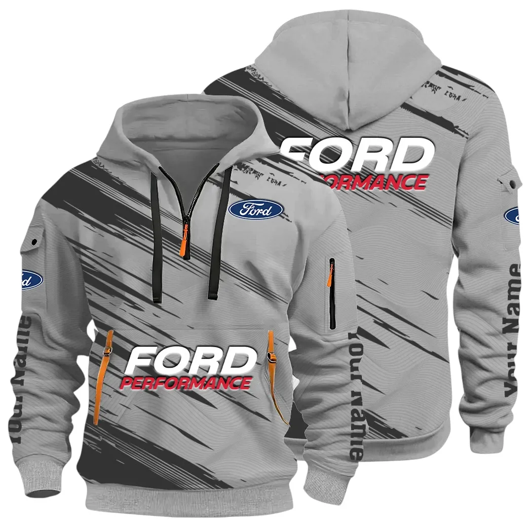 Road Life Hoodie Half Zip 3D, Casual Street-Ready Hoodie CAR514 - Gray