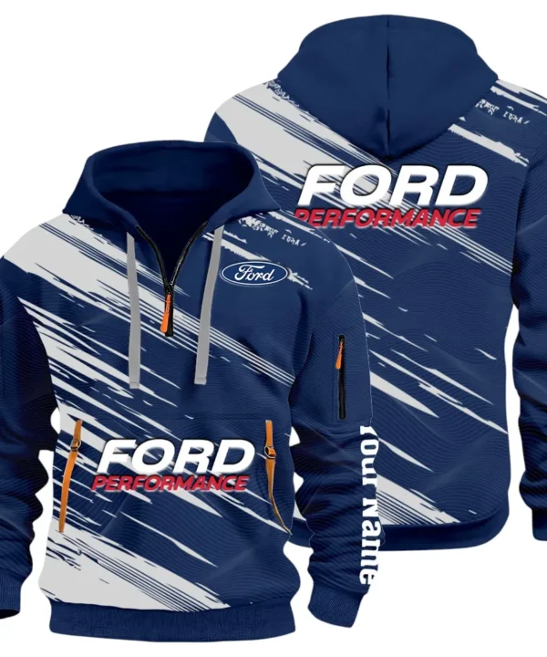 Road Life Hoodie Half Zip 3D, Casual Street-Ready Hoodie CAR514 - Navy