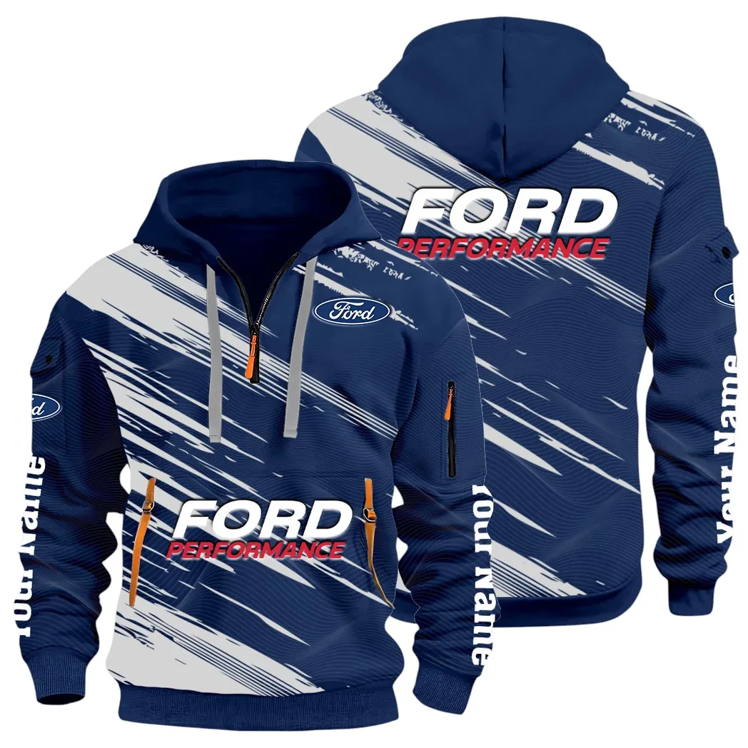 Road Life Hoodie Half Zip 3D, Casual Street-Ready Hoodie CAR514 - Navy