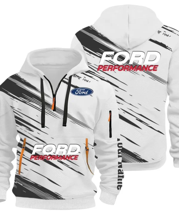 Road Life Hoodie Half Zip 3D, Casual Street-Ready Hoodie CAR514 - White