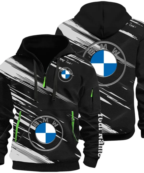 High-End Executive Car Hoodie Half Zip 3D, Street-Ready Casual Hoodie CAR514 - Black