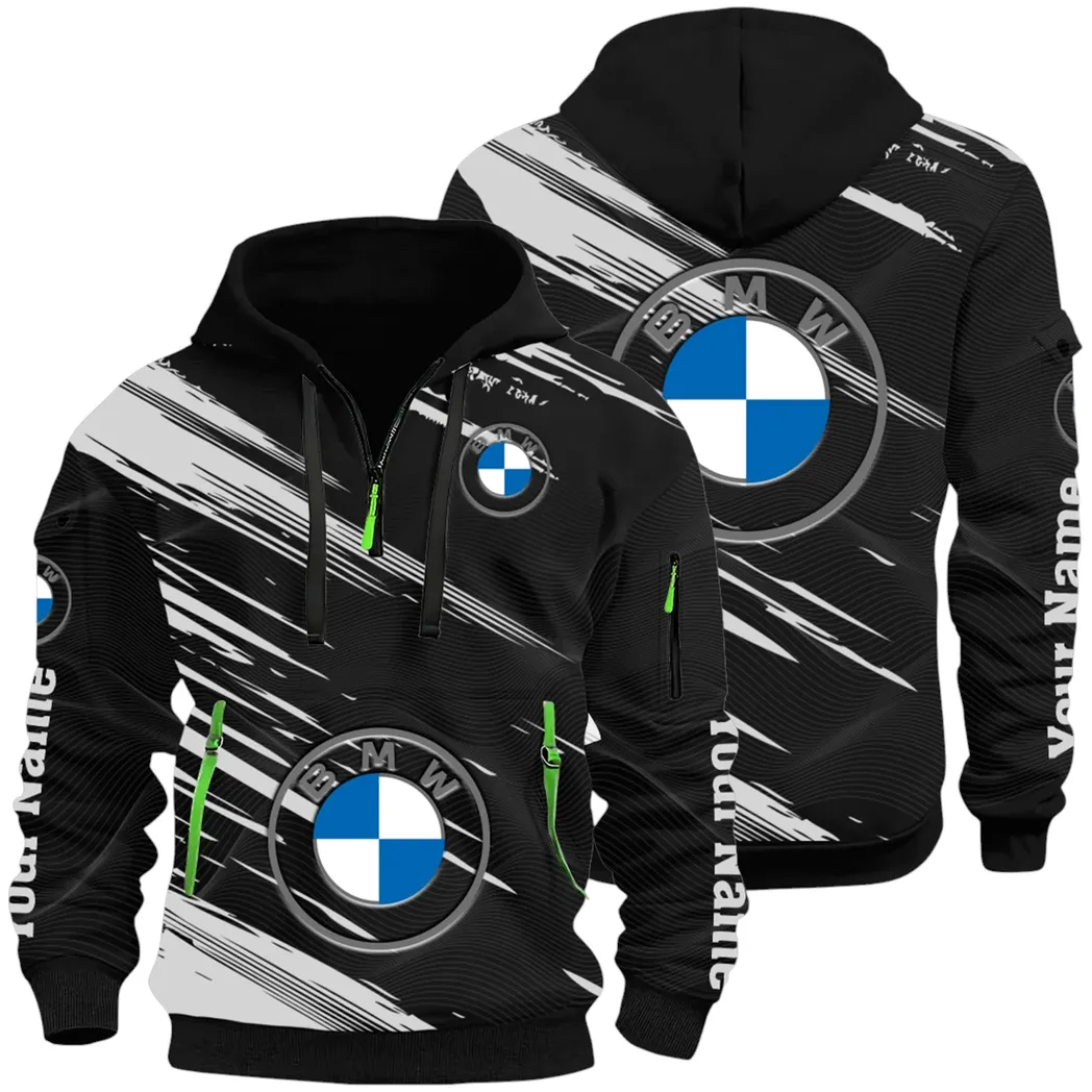 High-End Executive Car Hoodie Half Zip 3D, Street-Ready Casual Hoodie CAR514 - Black