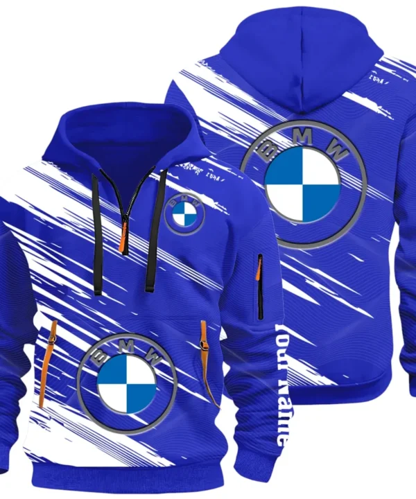 High-End Executive Car Hoodie Half Zip 3D, Street-Ready Casual Hoodie CAR514 - Blue