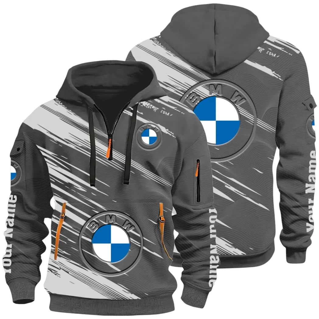 High-End Executive Car Hoodie Half Zip 3D, Street-Ready Casual Hoodie CAR514 - Dark Gray