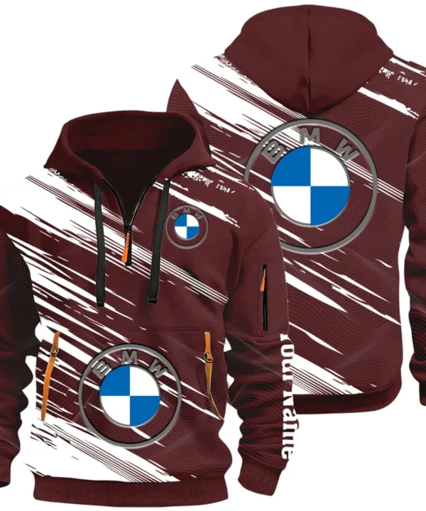 High-End Executive Car Hoodie Half Zip 3D, Street-Ready Casual Hoodie CAR514 - Dark Red