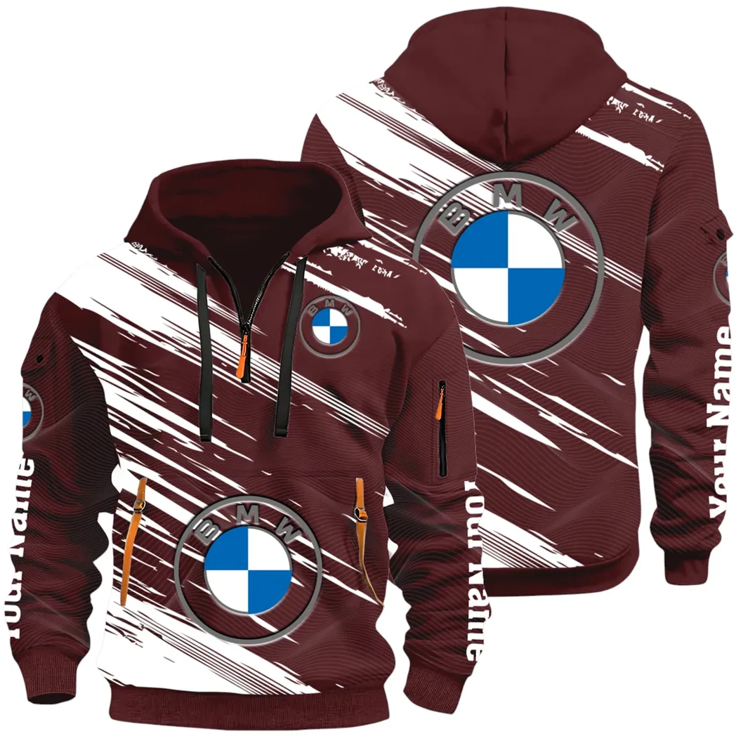 High-End Executive Car Hoodie Half Zip 3D, Street-Ready Casual Hoodie CAR514 - Dark Red