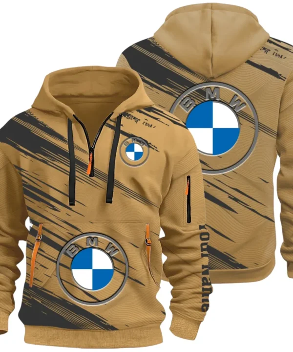 High-End Executive Car Hoodie Half Zip 3D, Street-Ready Casual Hoodie CAR514 - Khaki