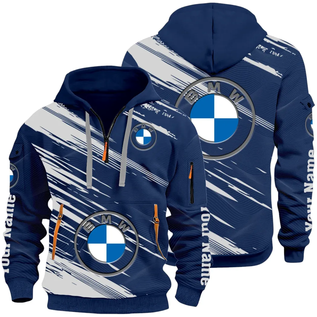 High-End Executive Car Hoodie Half Zip 3D, Street-Ready Casual Hoodie CAR514 - Navy