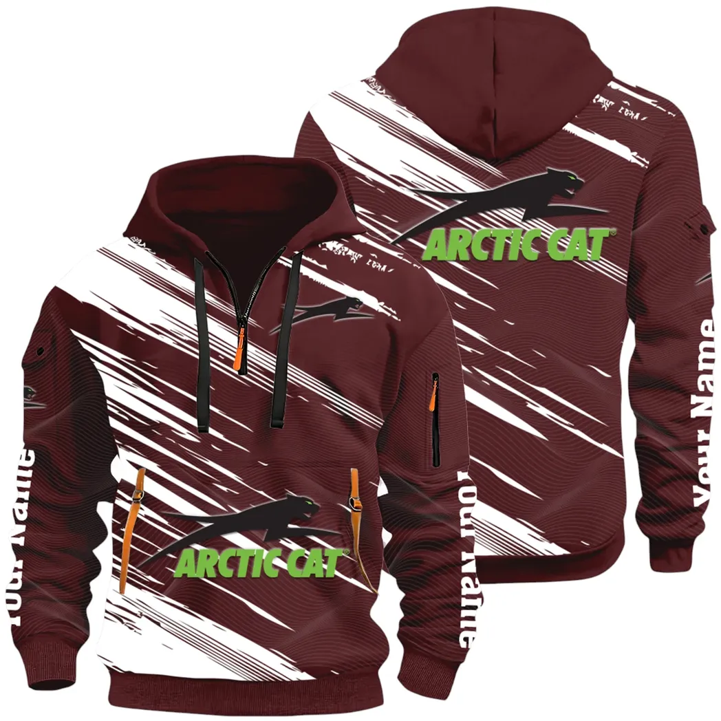 Off-Road Ride Hoodie Half Zip 3D, Durable & Casual Streetwear CAR514 - Dark Red