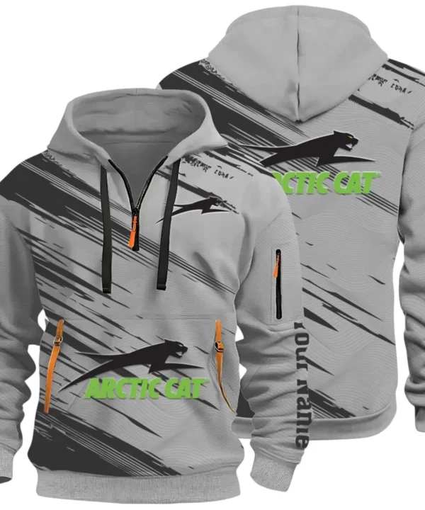 Off-Road Ride Hoodie Half Zip 3D, Durable & Casual Streetwear CAR514 - Gray