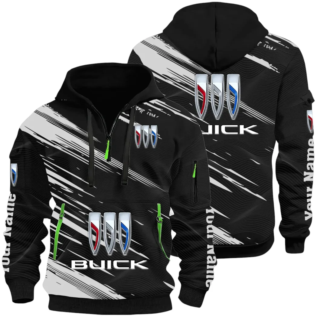 Luxury Car Hoodie Half Zip 3D, Rugged Casual Fit Hoodie CAR514 - Black