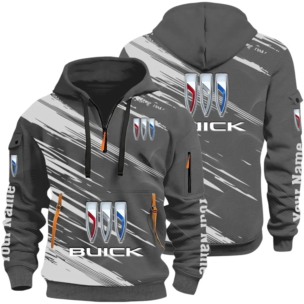 Luxury Car Hoodie Half Zip 3D, Rugged Casual Fit Hoodie CAR514 - Dark Gray