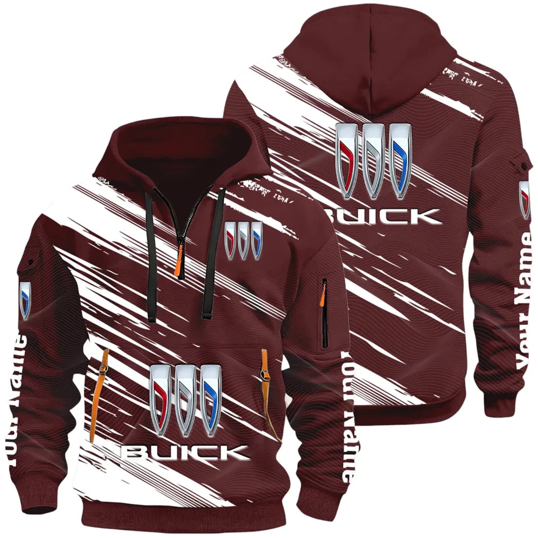 Luxury Car Hoodie Half Zip 3D, Rugged Casual Fit Hoodie CAR514 - Dark Red