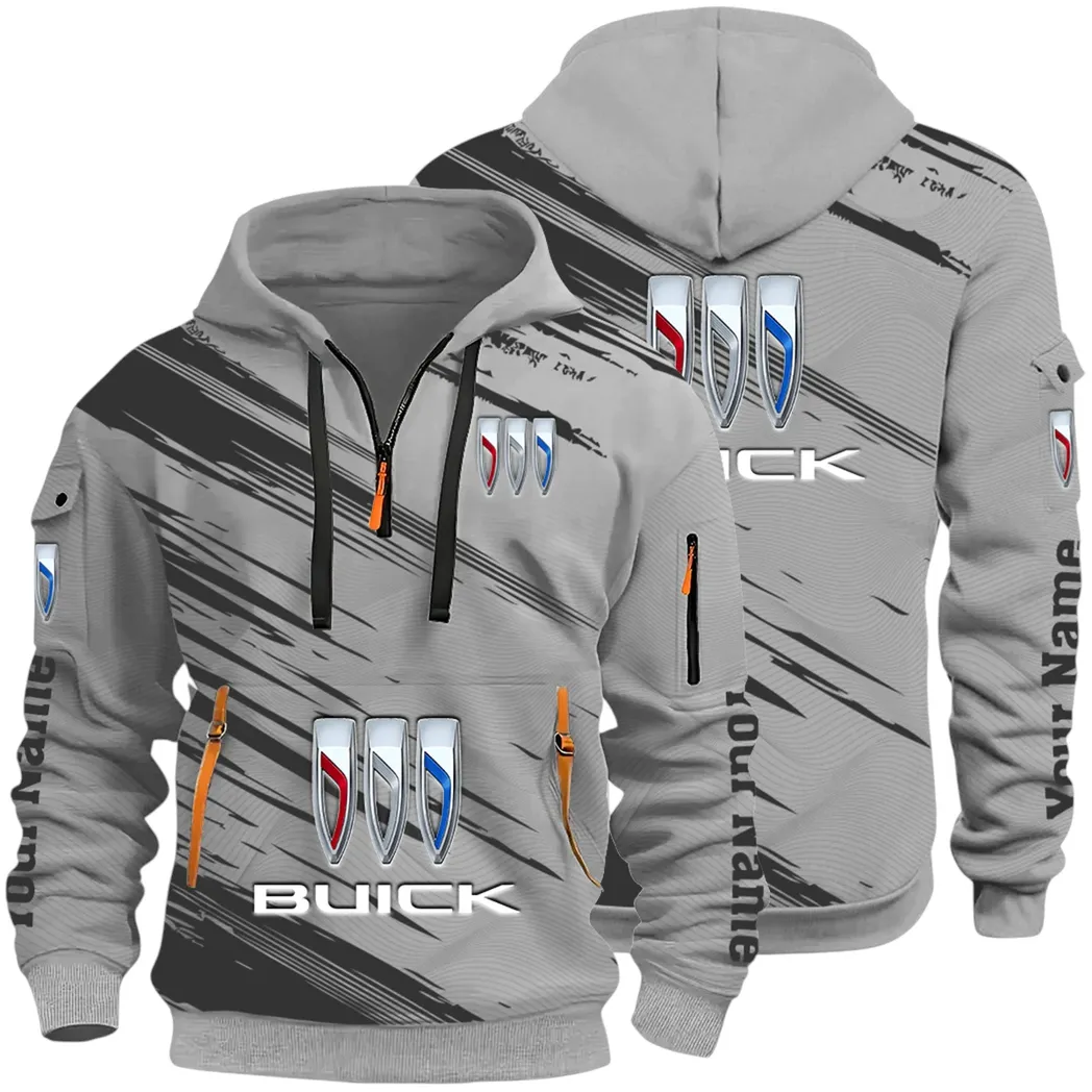 Luxury Car Hoodie Half Zip 3D, Rugged Casual Fit Hoodie CAR514 - Gray