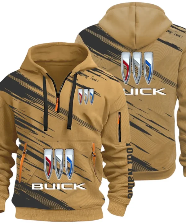 Luxury Car Hoodie Half Zip 3D, Rugged Casual Fit Hoodie CAR514 - Khaki