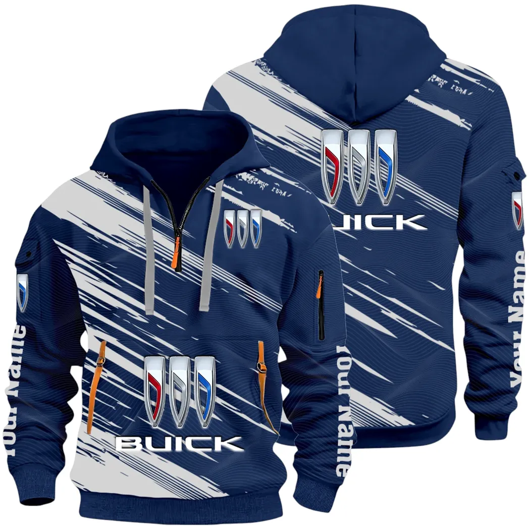 Luxury Car Hoodie Half Zip 3D, Rugged Casual Fit Hoodie CAR514 - Navy