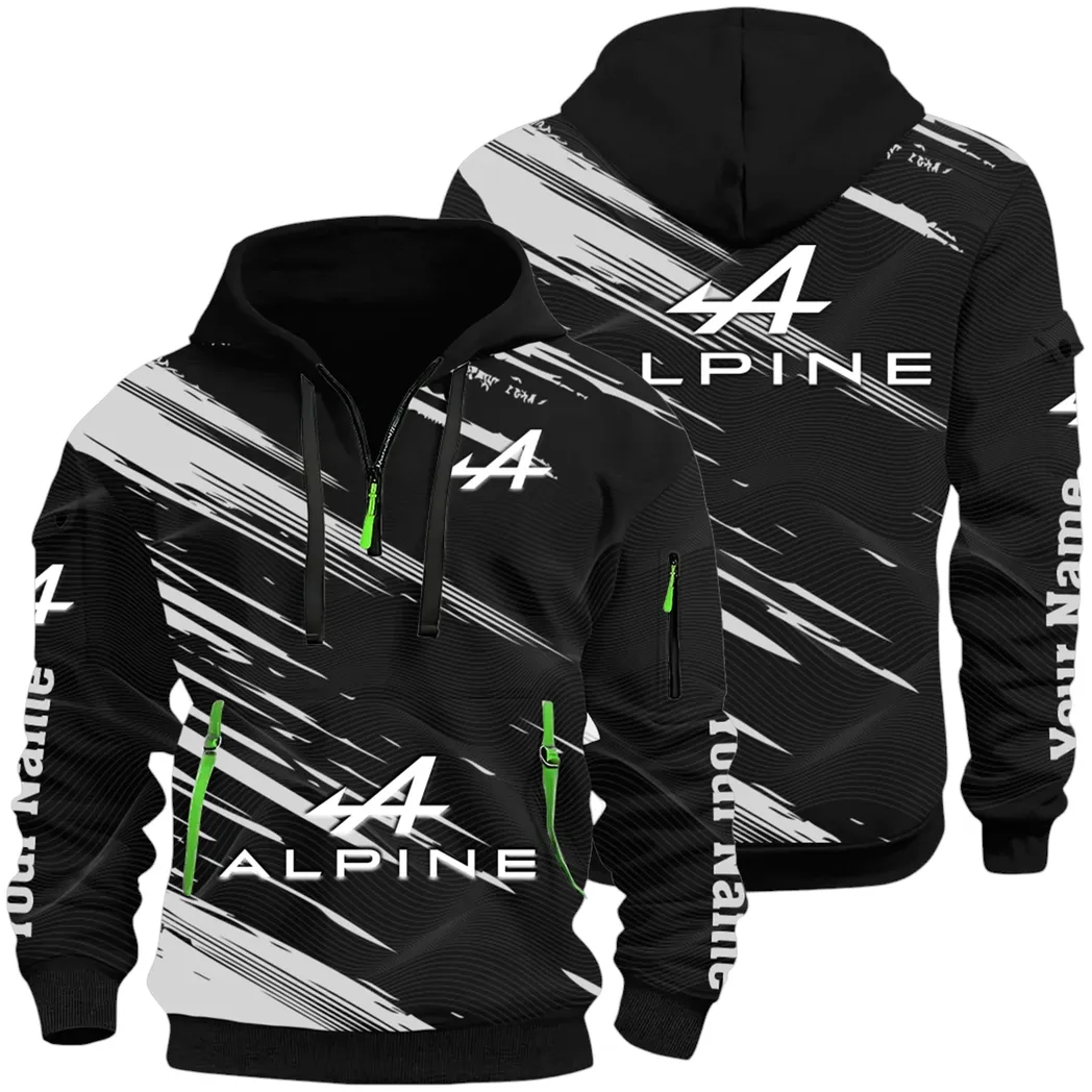 European Sports Car Hoodie Half Zip 3D, Sporty Urban Hoodie Style CAR514 - Black