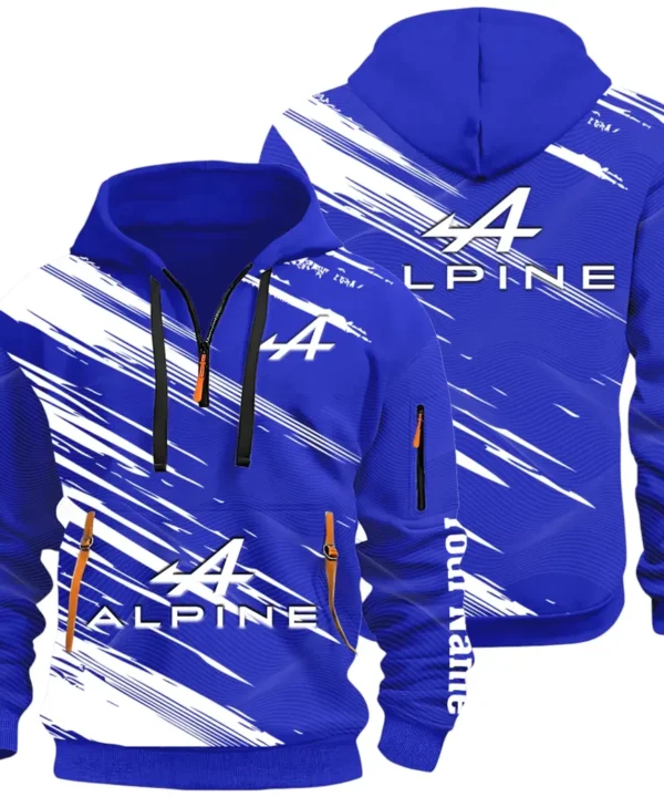 European Sports Car Hoodie Half Zip 3D, Sporty Urban Hoodie Style CAR514 - Blue