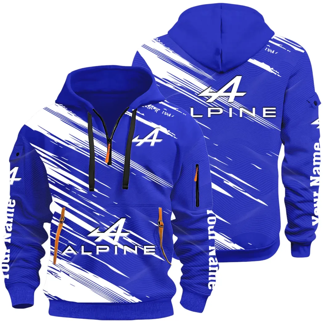 European Sports Car Hoodie Half Zip 3D, Sporty Urban Hoodie Style CAR514 - Blue
